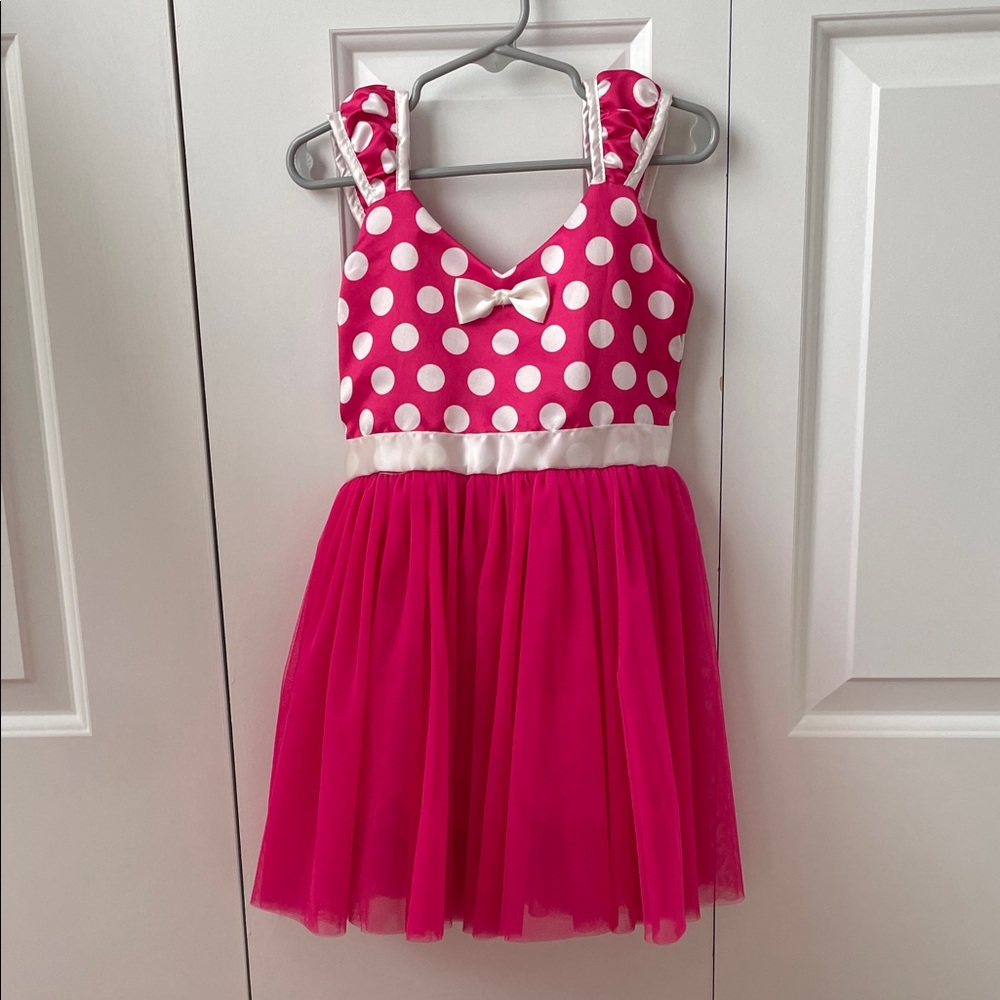 Minnie Mouse Polka Dot Party Dress with Satin Bow - (approx 4-5T) 23” high